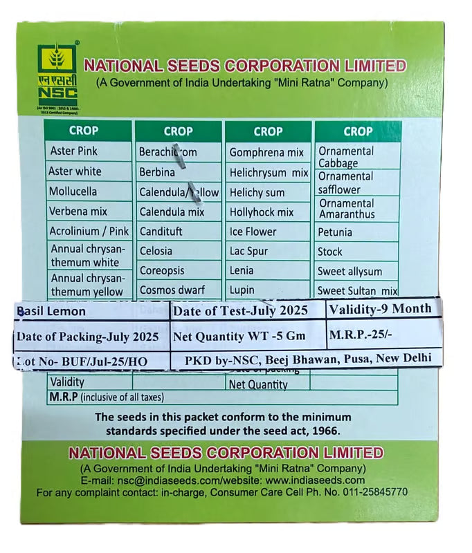 NSC Basil Lemon seed - 5 gram pack
